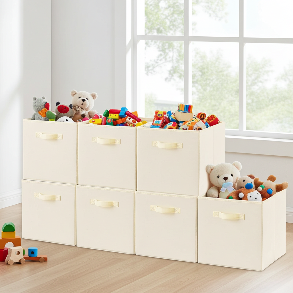Cubos de Almacenamiento Plegables — Pack 6 unidades 33x33cm | Color Beige